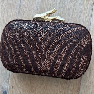 Diane Von Furstenberg Brown and Gold Clutch